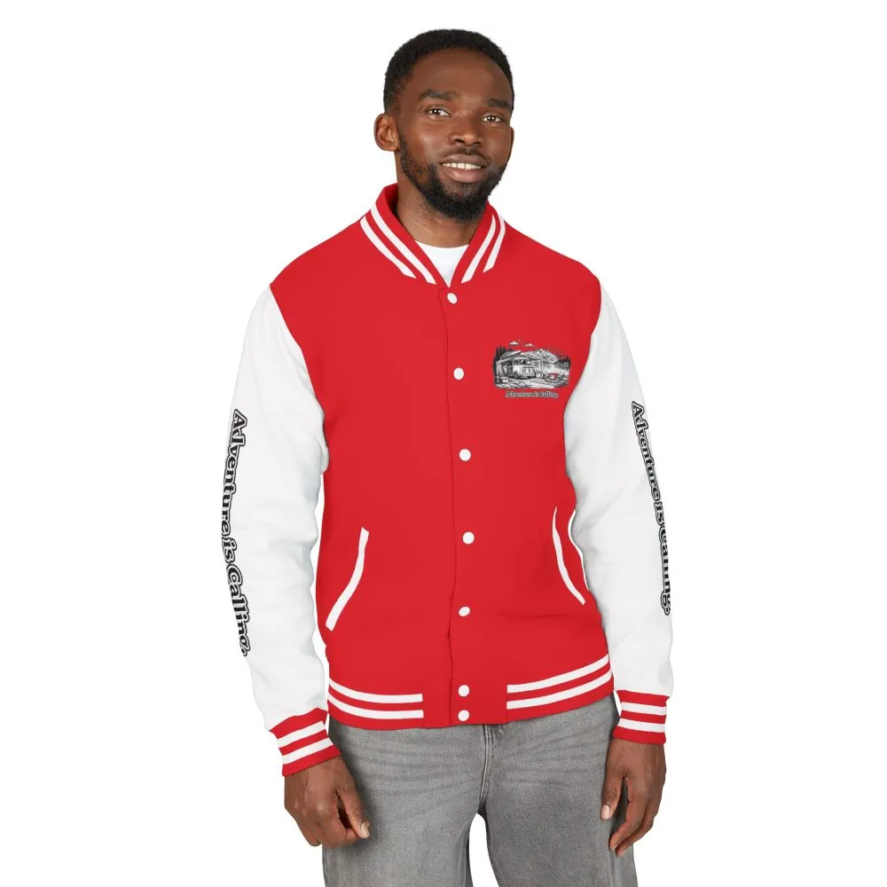 Unisex Heavyweight Letterman Jacket — "Adventure Is Calling" Travel Varsity Coat