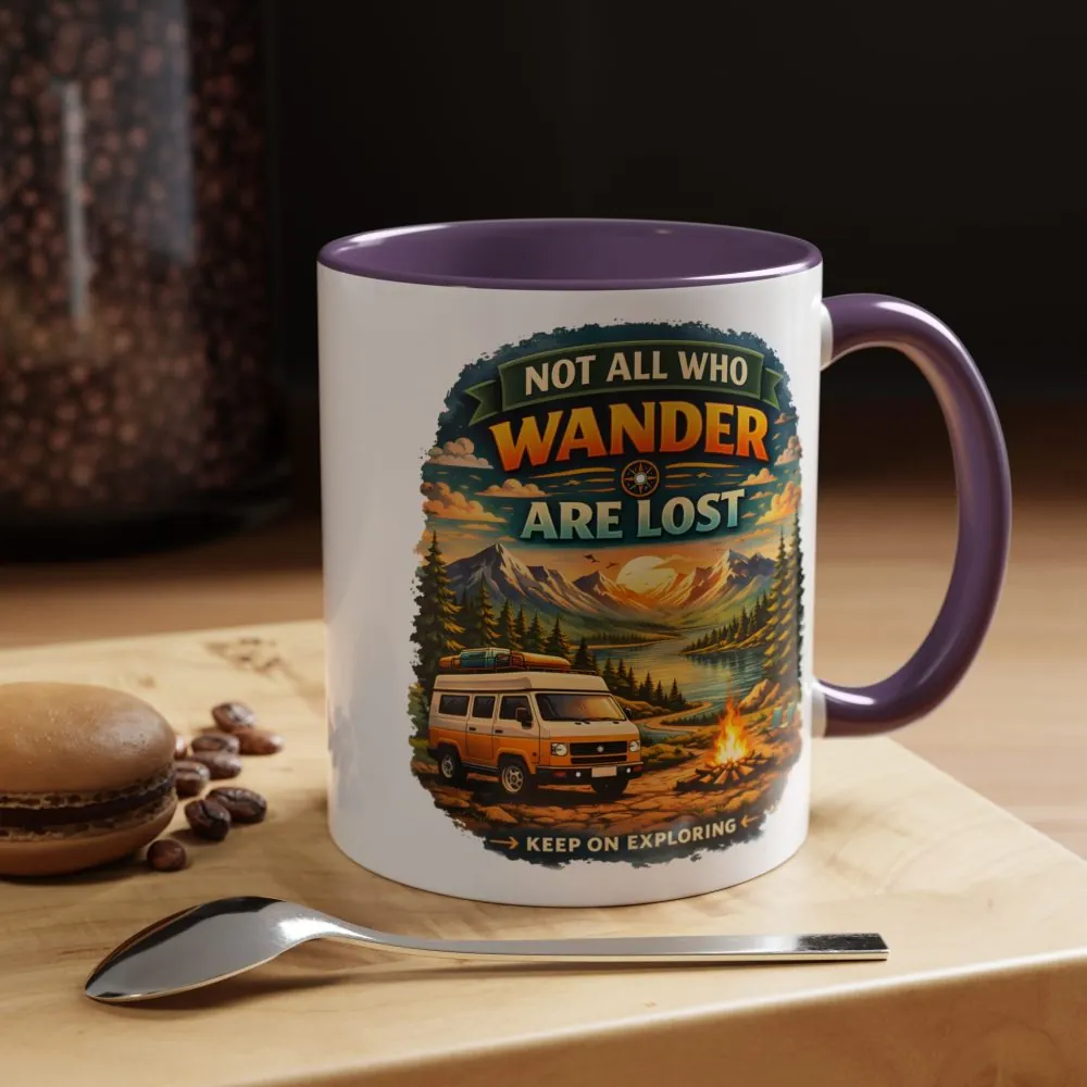 Accent Coffee Mug (11, 15oz) — "Not All Who Wander Are Lost" Design Scenic-Line