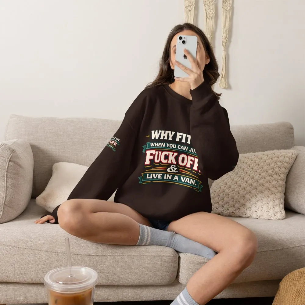 Unisex Heavy Blend™ Crewneck Sweatshirt — "Why Fit In" Design F**K-Line
