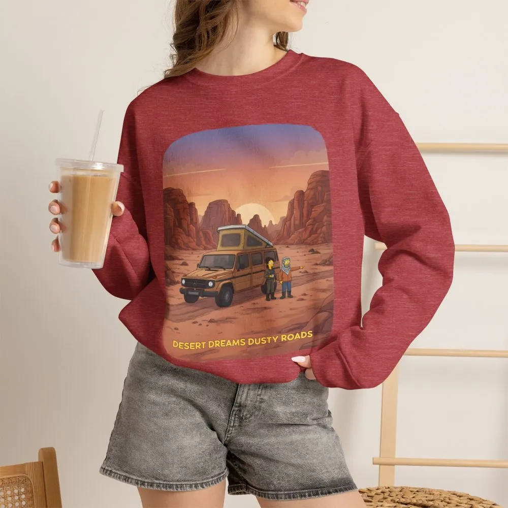 Unisex Heavy Blend™ Crewneck Sweatshirt — "Desert Dreams Dusty Roads" Design Sitcom-Line
