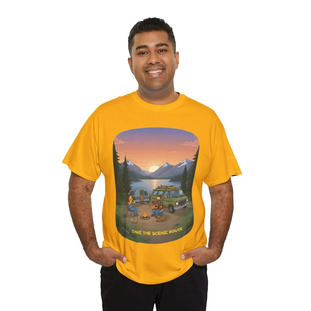 Unisex Heavy Cotton Tee — "Take The Scenic Route" Design Sitcom-Line