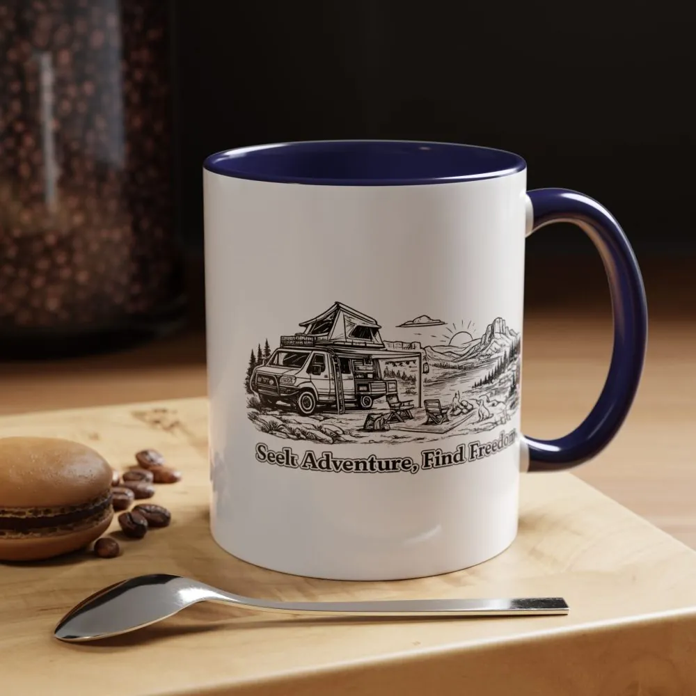 5776478419808971178_2048.jpeg Accent Coffee Mug (11, 15oz) — "Seek Adventure, Find Freedom" Design Minimal-Line