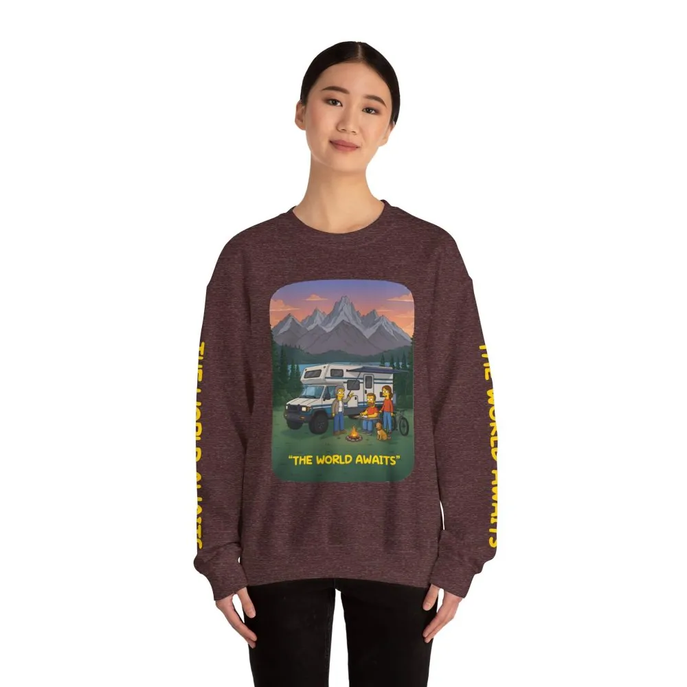 5779671816960972654_2048.jpeg Unisex Heavy Blend™ Crewneck Sweatshirt — "The World Awaits" Design Sitcom-Line