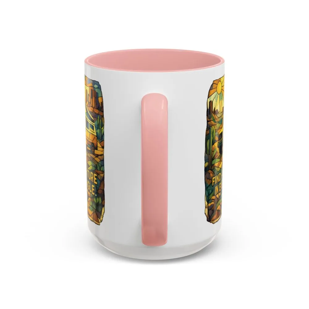 5782599515583962105_2048.jpeg Accent Coffee Mug (11, 15oz) — "Find Adventure In Every Corner" Design Cubic-Line