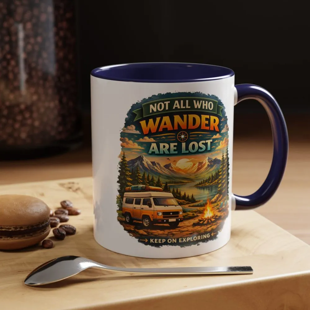 Accent Coffee Mug (11, 15oz) — "Not All Who Wander Are Lost" Design Scenic-Line