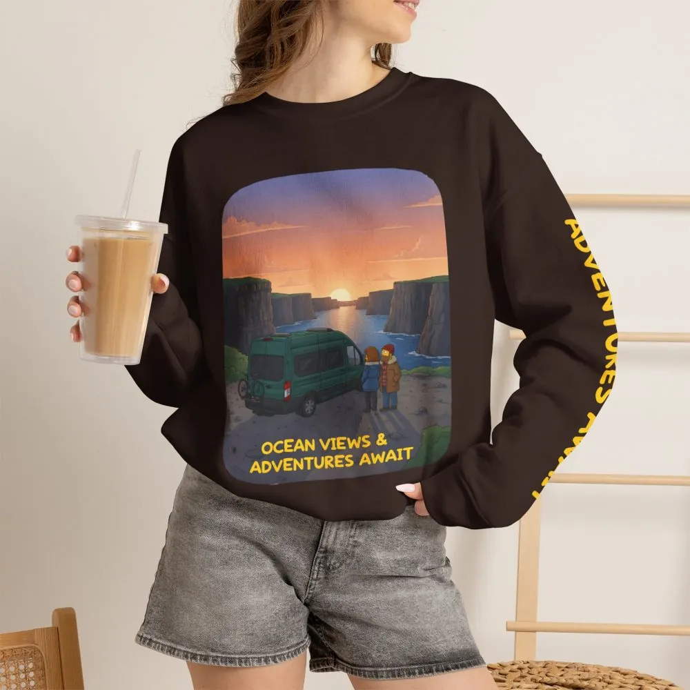 5786989025553646391_2048.jpeg Unisex Heavy Blend™ Crewneck Sweatshirt — "Ocean Views-Adventures Awaits" Design Sitcom-Line