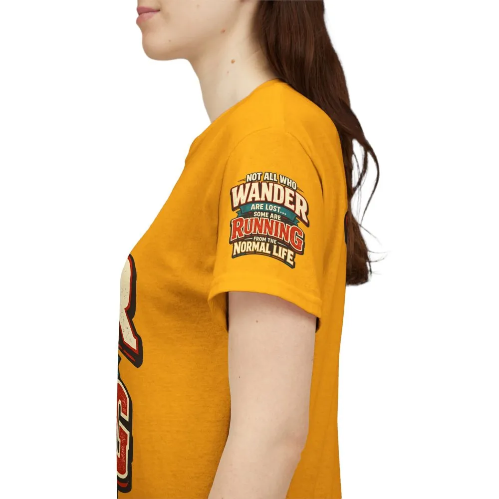 Unisex Heavy Cotton Tee — "Not All Who Wander Are Lost" Design F**K-Line