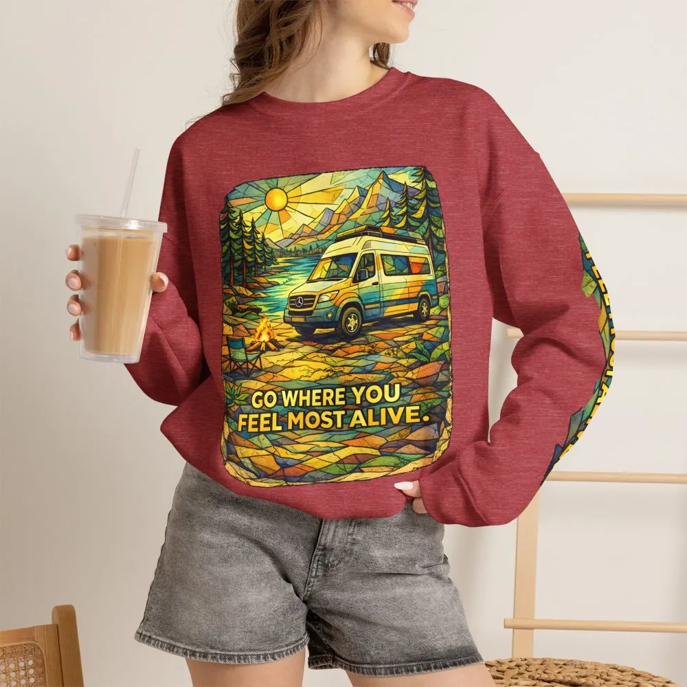 5801121265424879206_2048.jpeg Unisex Heavy Blend™ Crewneck Sweatshirt — "Go Where You Feel Most Alive" Design Cubic-Line