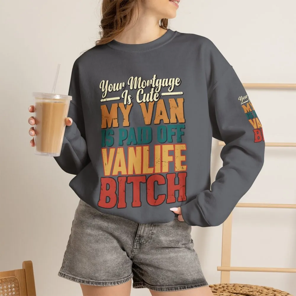 Unisex Heavy Blend™ Crewneck Sweatshirt — "Your Mortgage Is Cute" Design F**K-Line