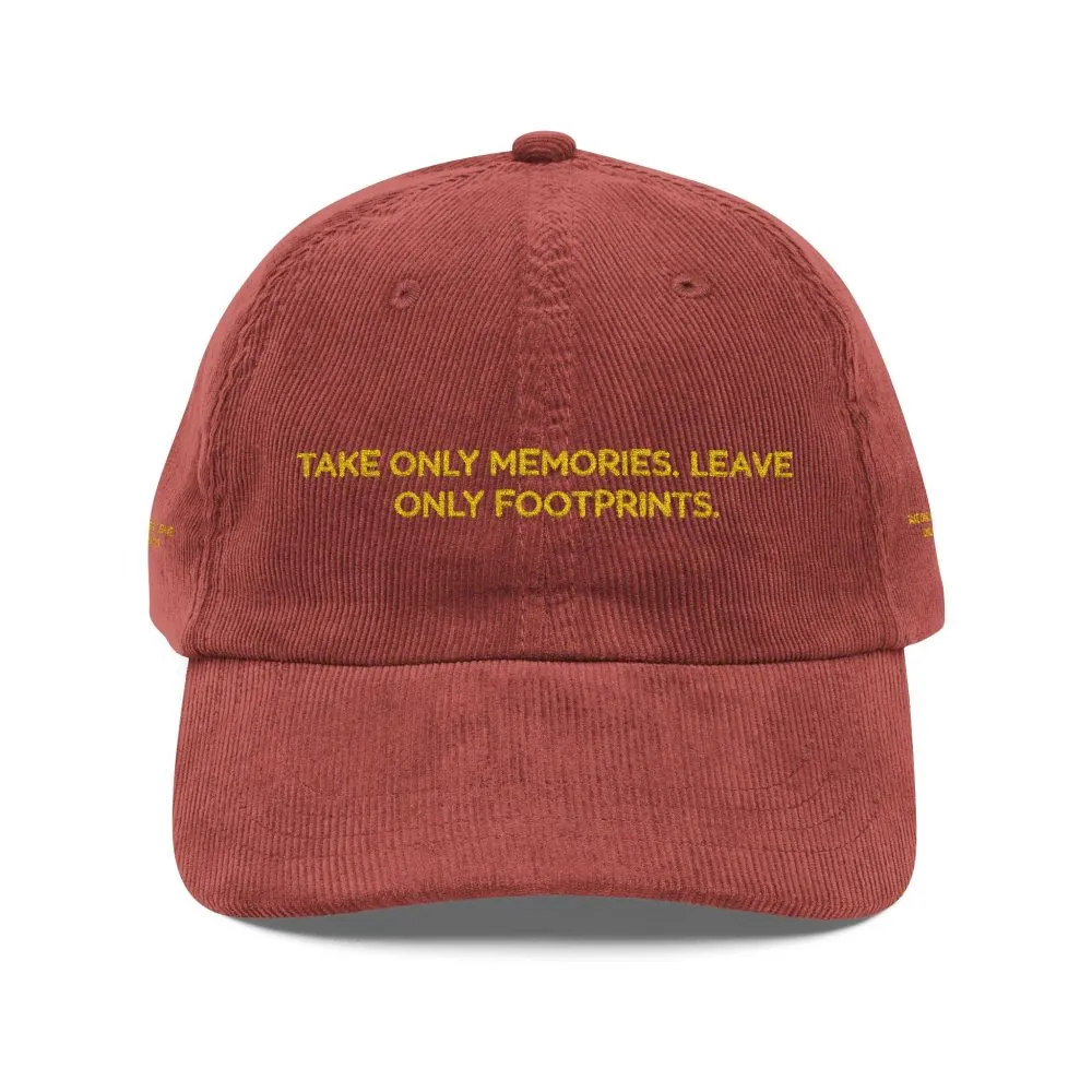 5808497321648328453_2048.jpeg Vintage Corduroy Cap (Embroidery) — "Take Only Memories,Leave Only footprints" Embroidered Hat