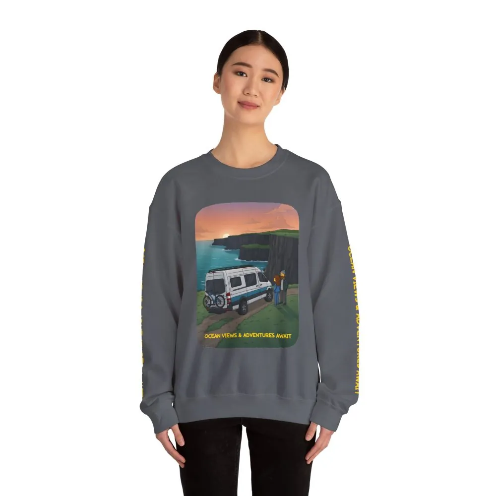 5809107318857113418_2048.jpeg Unisex Heavy Blend™ Crewneck Sweatshirt — "Ocean Views-Adventures Awaits" Design Sitcom-Line