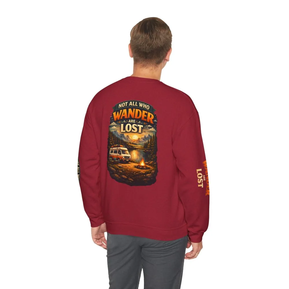 5811526766403233429_2048.jpeg Unisex Heavy Blend™ Crewneck Sweatshirt — "Not All Who Wander Are Lost" Design Scenic-Line