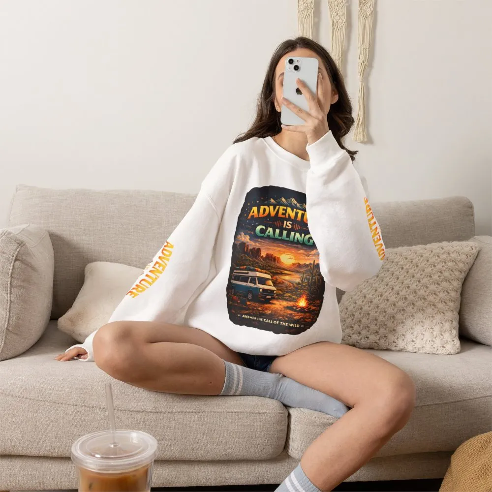 5815978725372134795_2048.jpeg Unisex Heavy Blend™ Crewneck Sweatshirt — "Adventure Is Calling" Design Scenic-Line