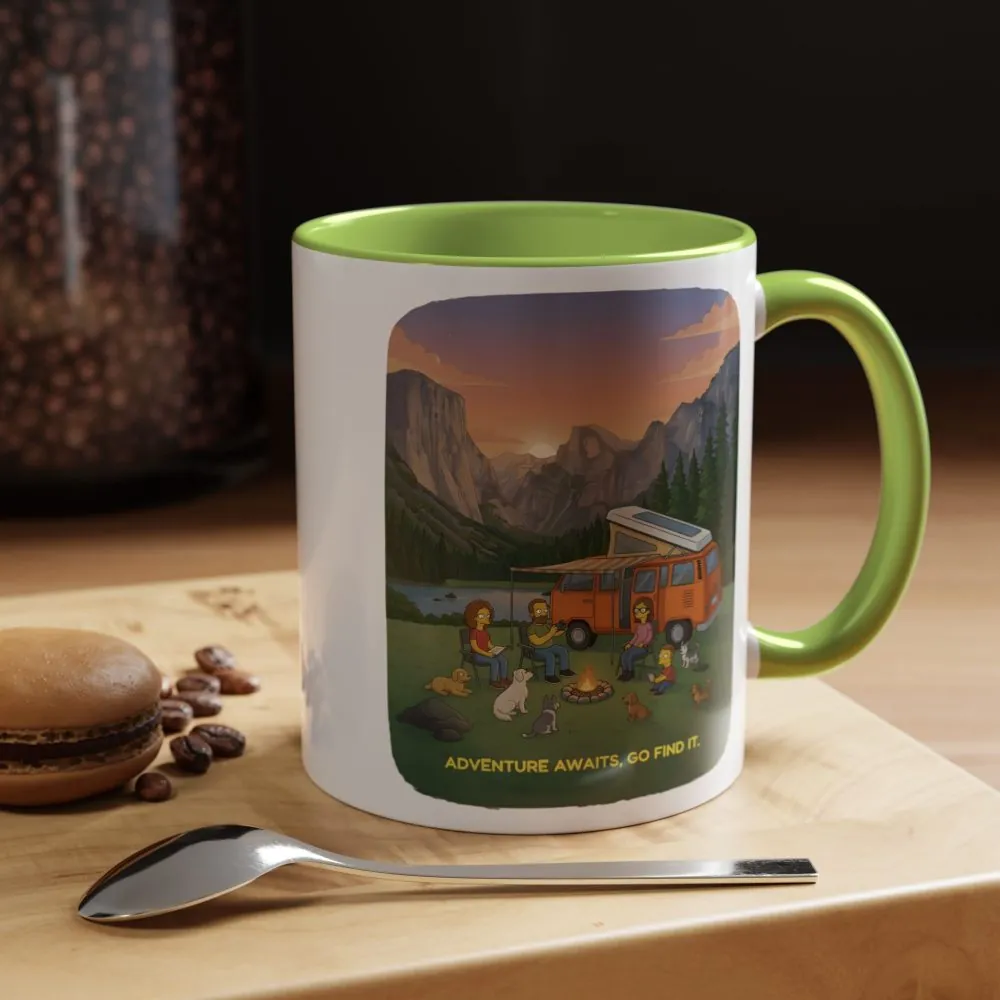 Accent Coffee Mug (11, 15oz) — "Adventure Awaits-Go Find It"" Design Sitcom-Line