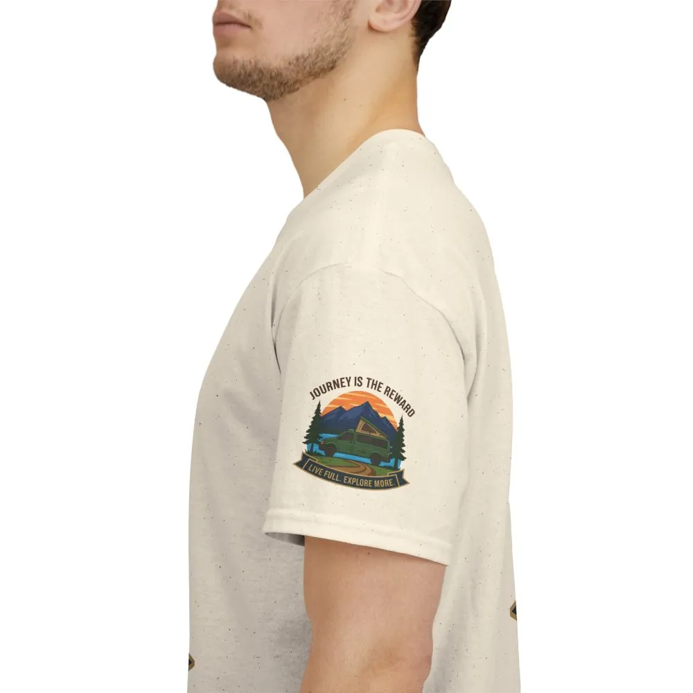 Unisex Heavy Cotton Tee  — "Journey Is The Reward Tee" Adventure Camper Van Graphic T-Shirt