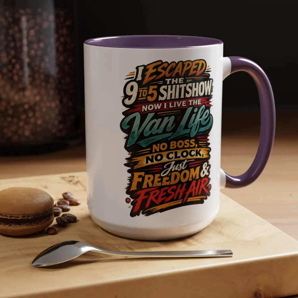 5832220783484556501_2048.jpeg Accent Coffee Mug (11, 15oz) — "I Escaped The 9 To 5" Design F**K-Line