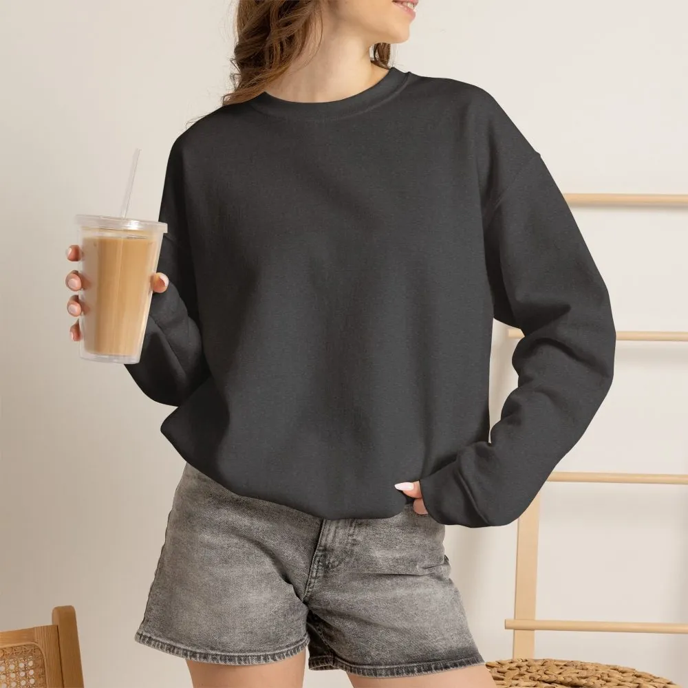 Crewneck Sweatshirt — "Adventure Awaits-Go Where You Feel Most Alive" (Only Back printed) Vintage Camper Van Outdoor Graphic