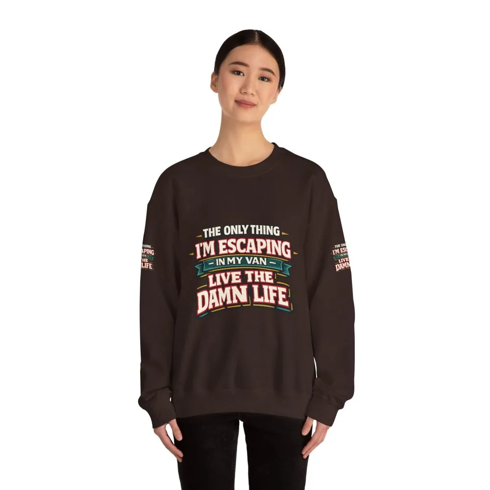 5855760804466102399_2048.jpeg Unisex Heavy Blend™ Crewneck Sweatshirt — "The Only Thing I´m Escaping" Design F**K-Line