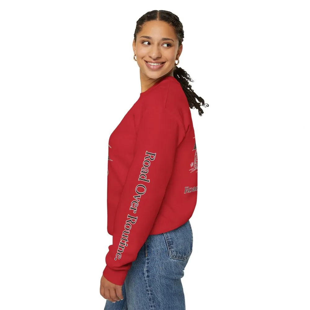 5856732001430029149_2048.jpeg Unisex Heavy Blend™ Crewneck Sweatshirt — "Road Over Routine" Design Minimal-Line