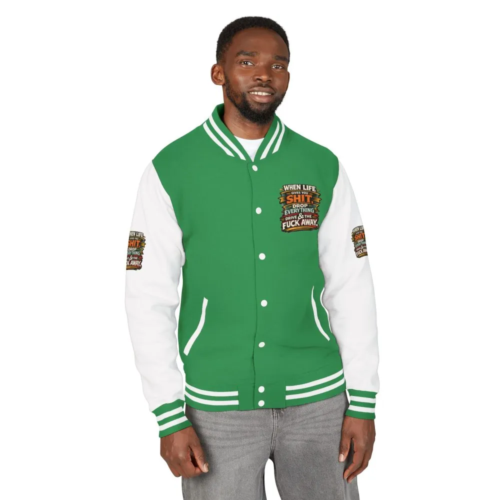 Unisex Heavyweight Letterman Jacket — "When Live Gives You Shit" Design F**K-Line
