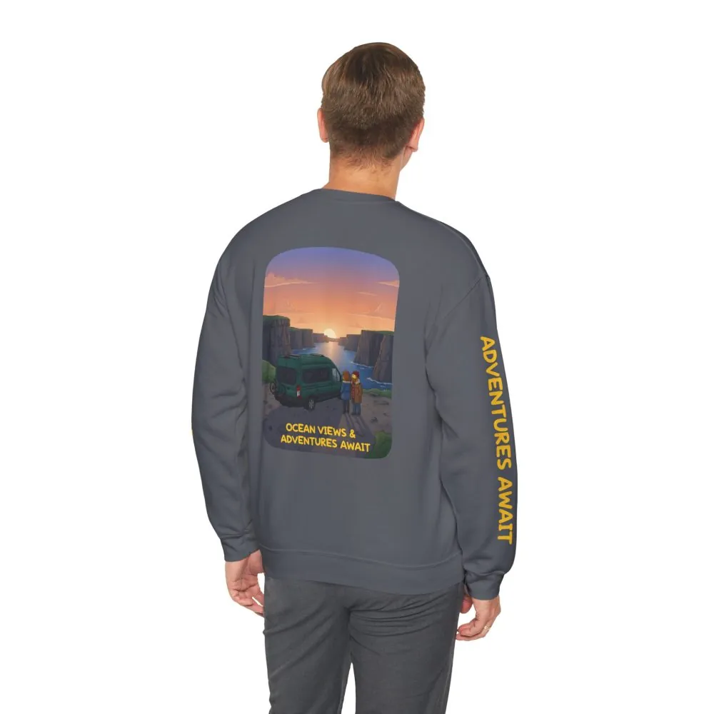 5879001141496608395_2048.jpeg Unisex Heavy Blend™ Crewneck Sweatshirt — "Ocean Views-Adventures Awaits" Design Sitcom-Line