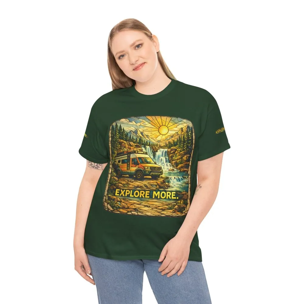 Unisex Heavy Cotton Tee — "Explore More" Design Cubic-Line