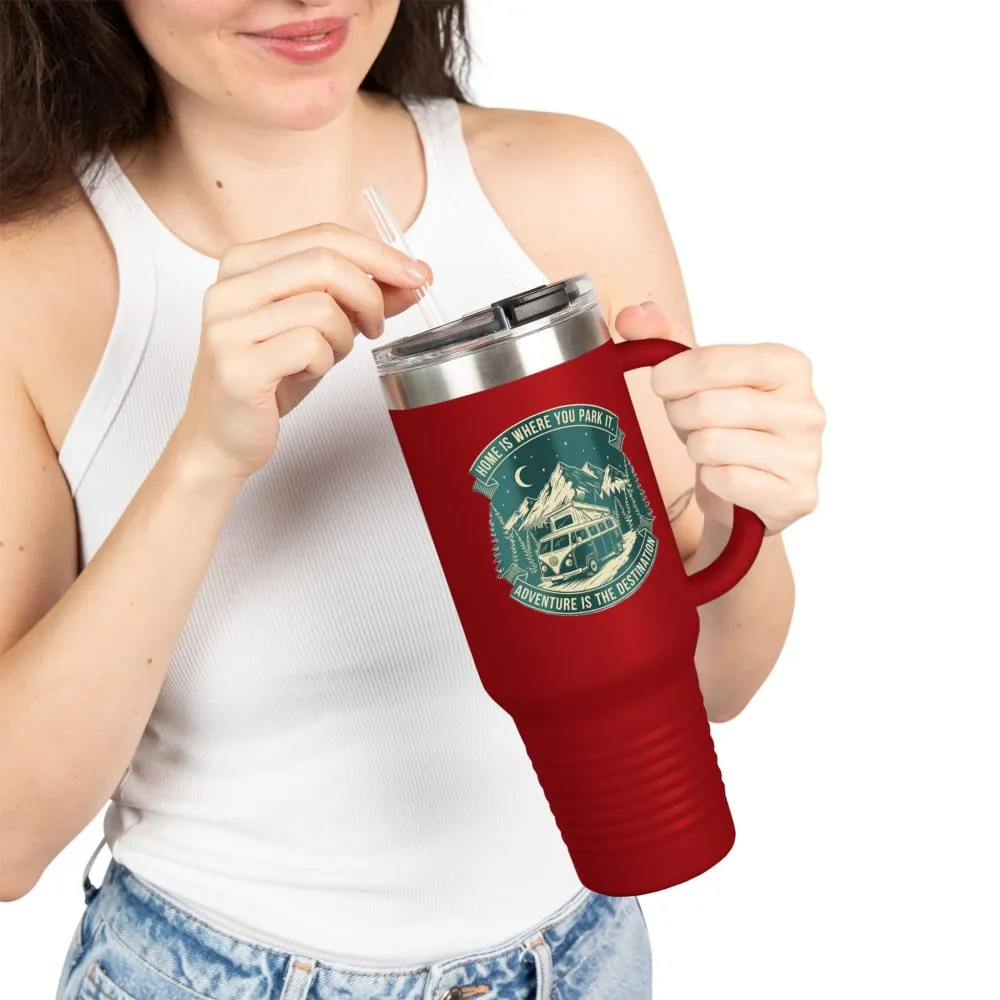 588596501761117191_2048.jpeg Insulated Travel Mug - "Home Is Where You Park It-Adventure is the destination" (40oz) – Retro Camper Design, Keep Drinks Hot or Cold