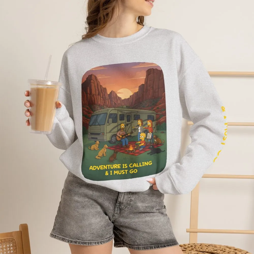 5895748139123586460_2048.jpeg Unisex Heavy Blend™ Crewneck Sweatshirt — "Adventure Is Calling-I Must Go" Design Sitcom-Line