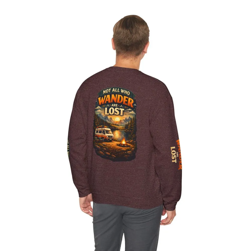 5914003540703933128_2048.jpeg Unisex Heavy Blend™ Crewneck Sweatshirt — "Not All Who Wander Are Lost" Design Scenic-Line
