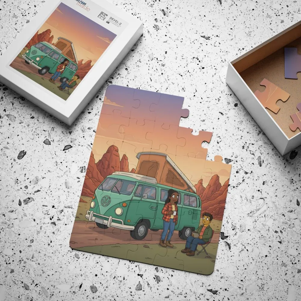 Kids' 30‑Piece Camping Puzzle — Retro Camper Road Trip Scene