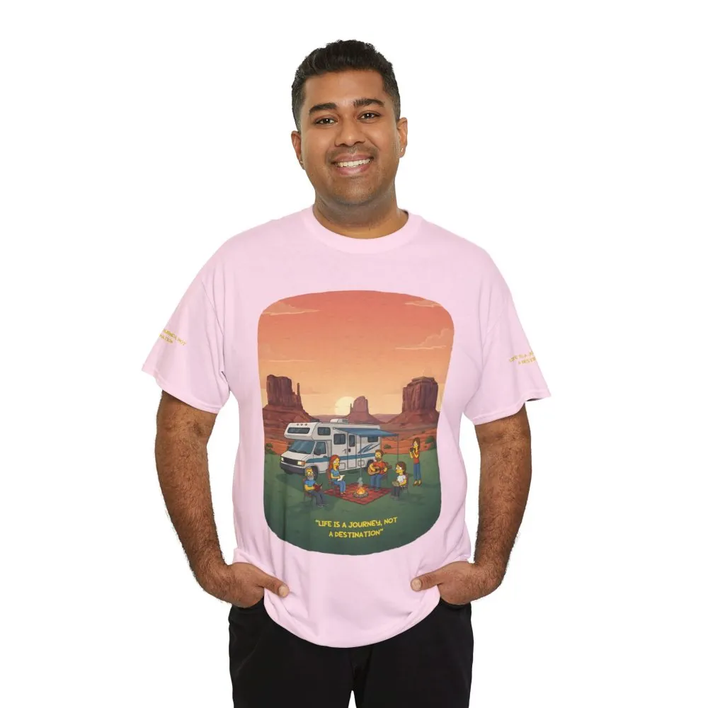 Unisex Heavy Cotton Tee — "Life Is A Journey-Not A Destination" Design Sitcom-Line