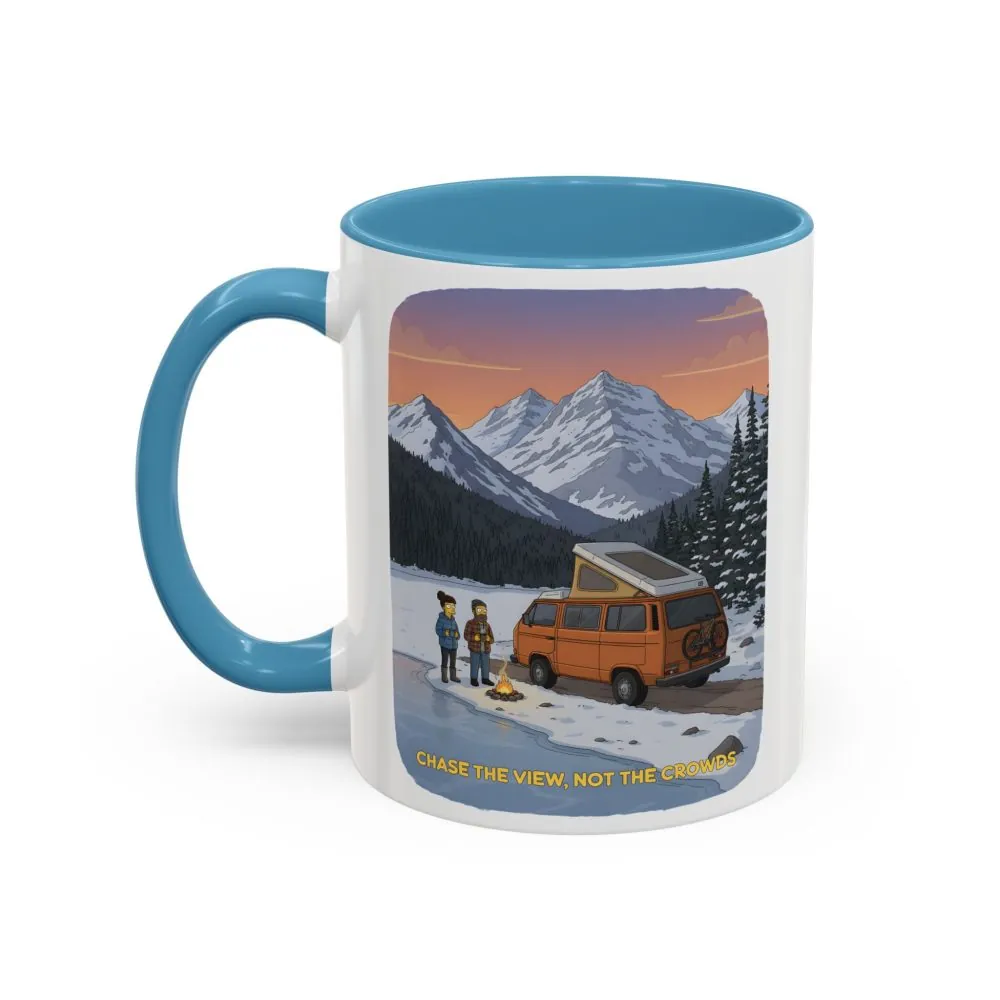 Accent Coffee Mug (11, 15oz) — "Chase The Views-Not The Crowds"" Design Sitcom-Line