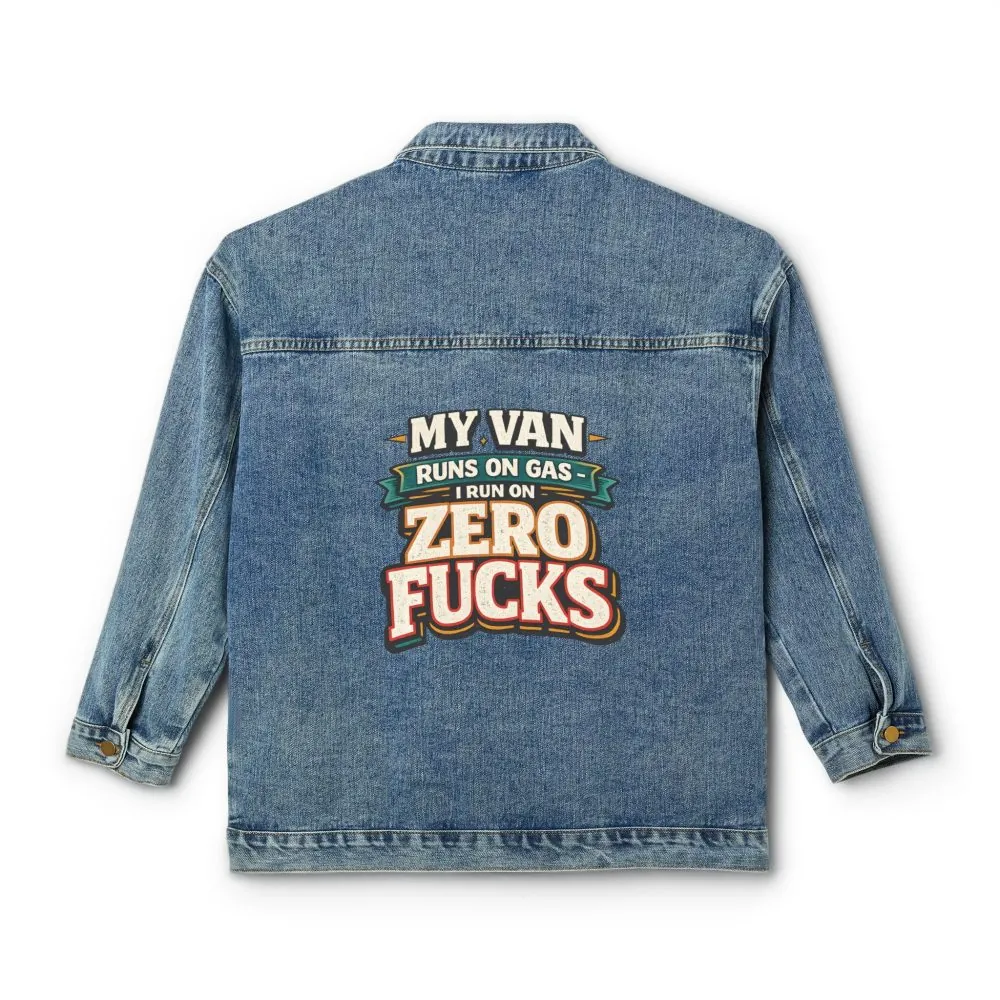 Women's Denim Jacket — "My Van Runs On Gas" Design F**K-Line