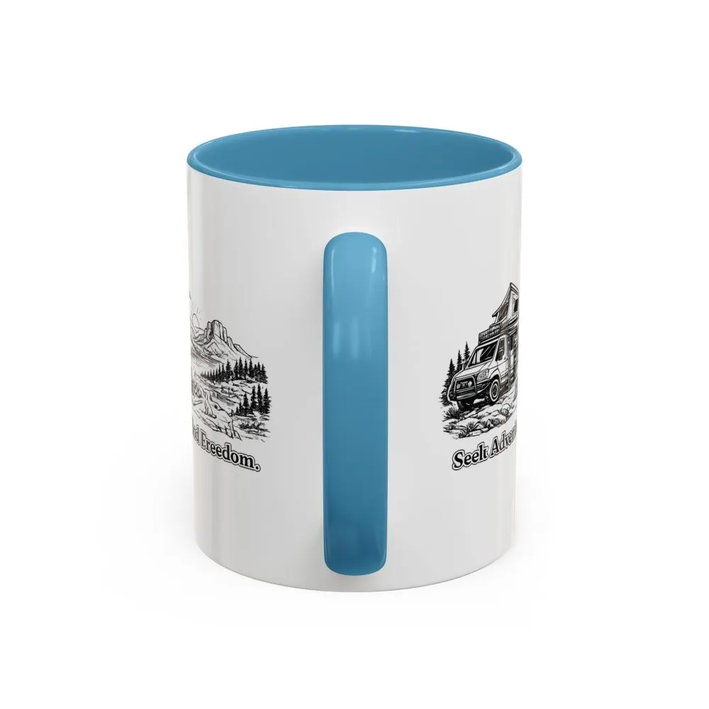5938672119684479141_2048.jpeg Accent Coffee Mug (11, 15oz) — "Seek Adventure, Find Freedom" Design Minimal-Line