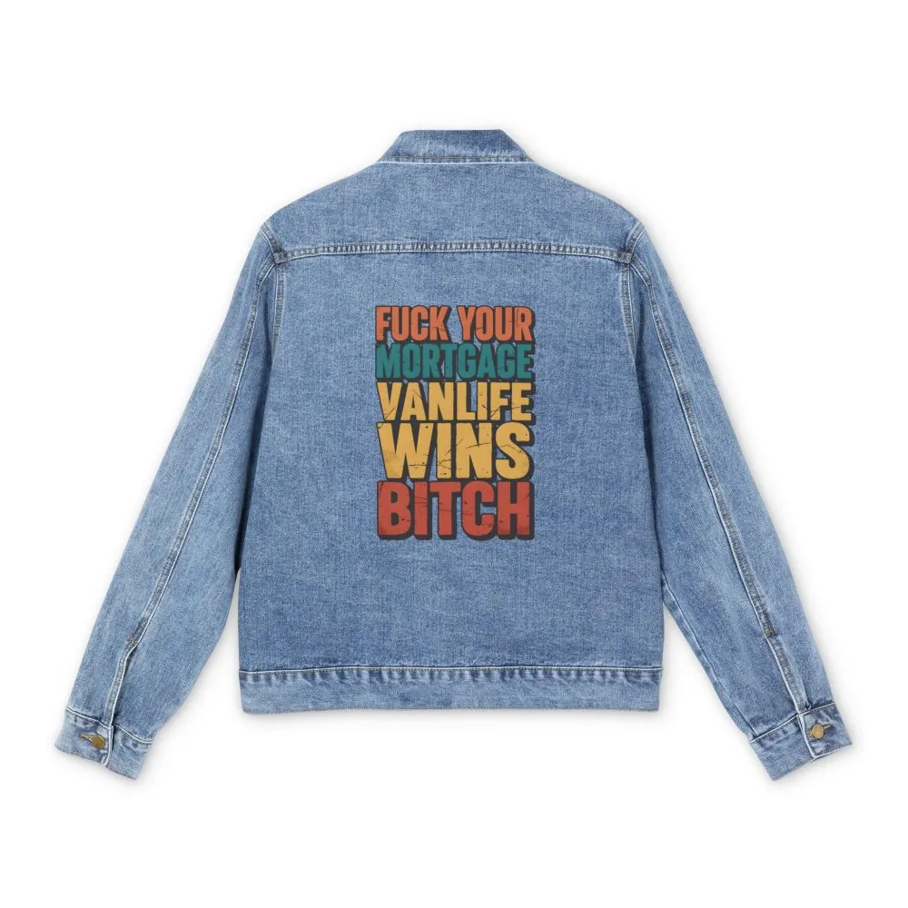 Men's Denim Jacket — "Fuck Your Mortgage" Design F**K-Line