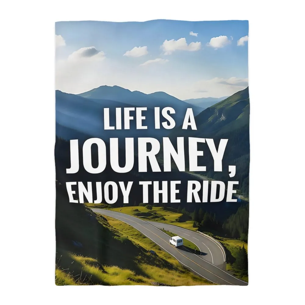 5950606786437333969_2048.jpeg Duvet Cover — "Life Is A Journey, Enjoy The Ride" Mountain Road Microfiber