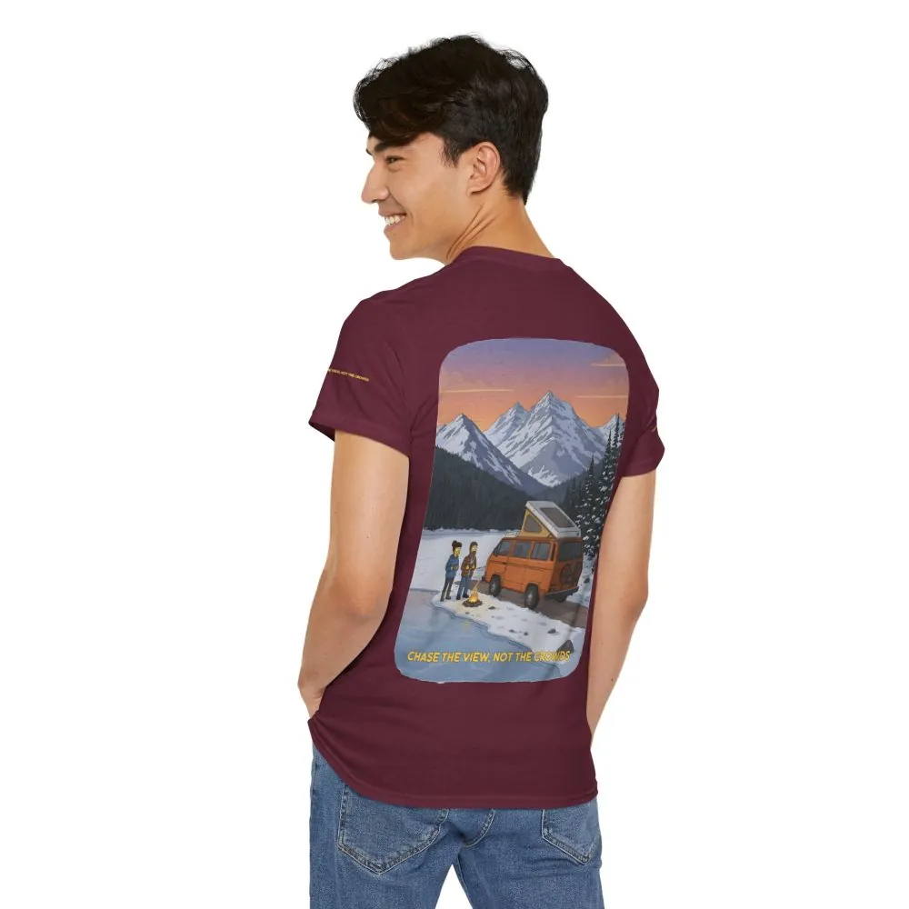 Unisex Heavy Cotton Tee — "Chase The Views-Not The Crowds" Design Sitcom-Line