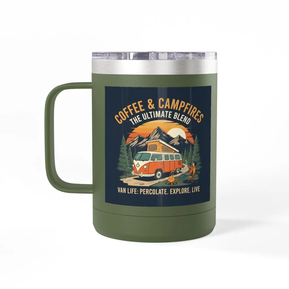 5956086312107931523_2048.jpeg Coffee Mug Tumbler, 15oz — “Coffee & Campfires: The Ultimate Blend”