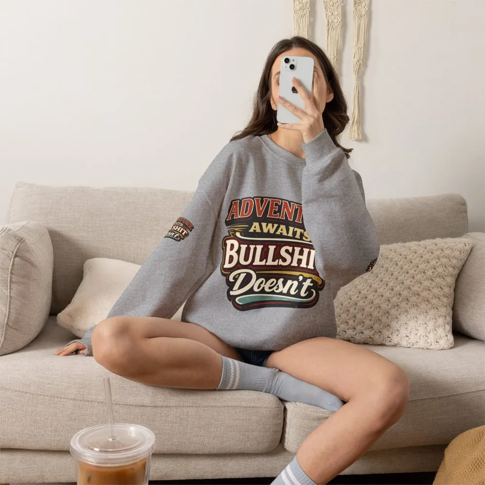 Unisex Heavy Blend™ Crewneck Sweatshirt — "Adventure Awaits" Design F**K-Line