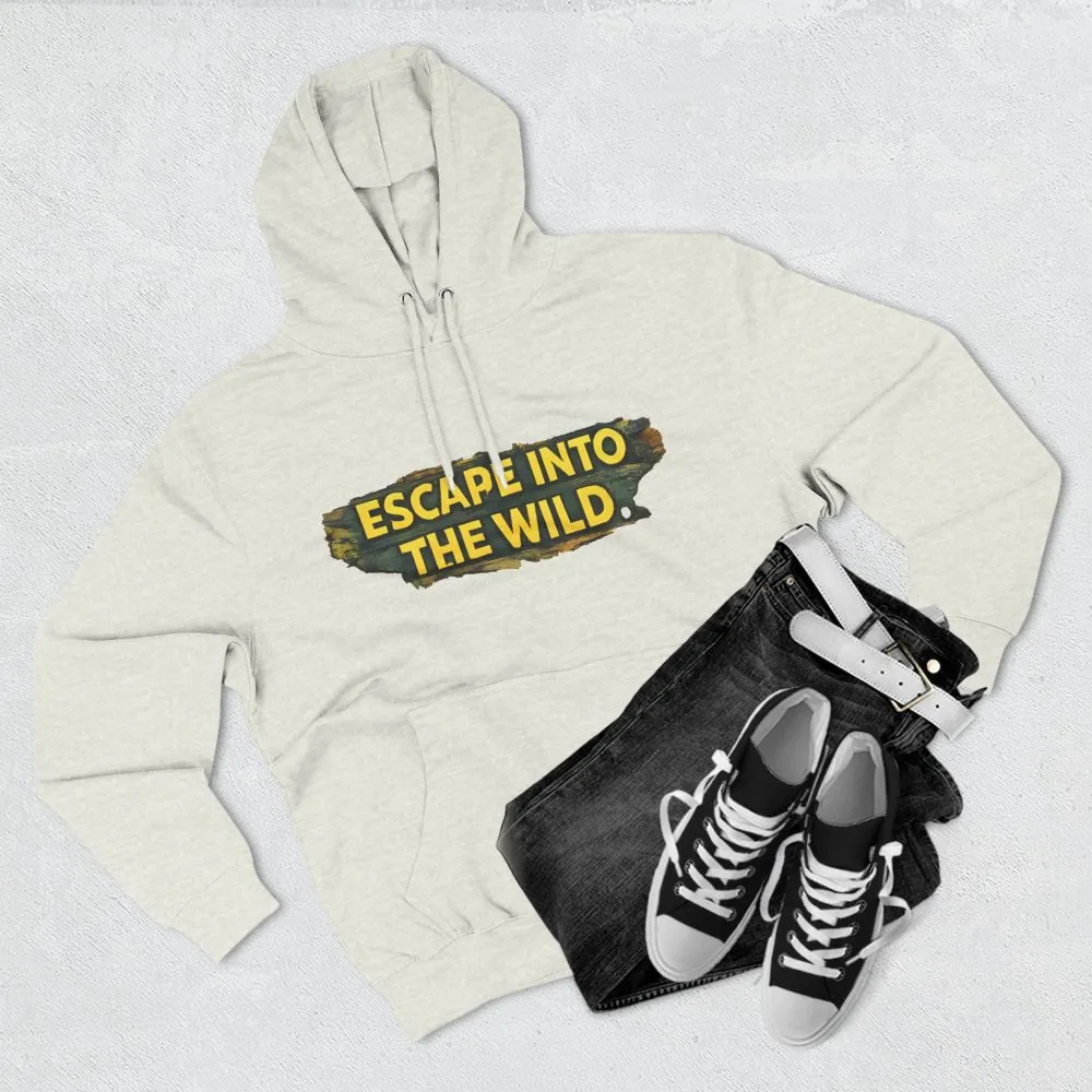 Three-Panel Fleece Hoodie - "Escape Into The Wild" Design Cubic-Line