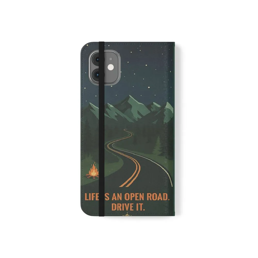 5965173865752460895_2048.jpeg Flip Phone Case — "Roam More Worry Less - Life Is An Open Road" Phone Wallet