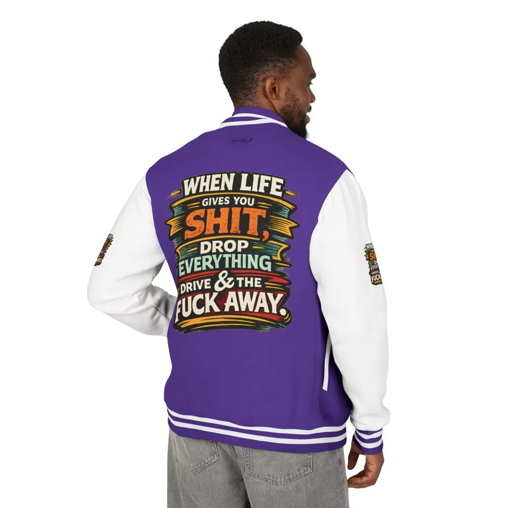 Unisex Heavyweight Letterman Jacket — "When Live Gives You Shit" Design F**K-Line