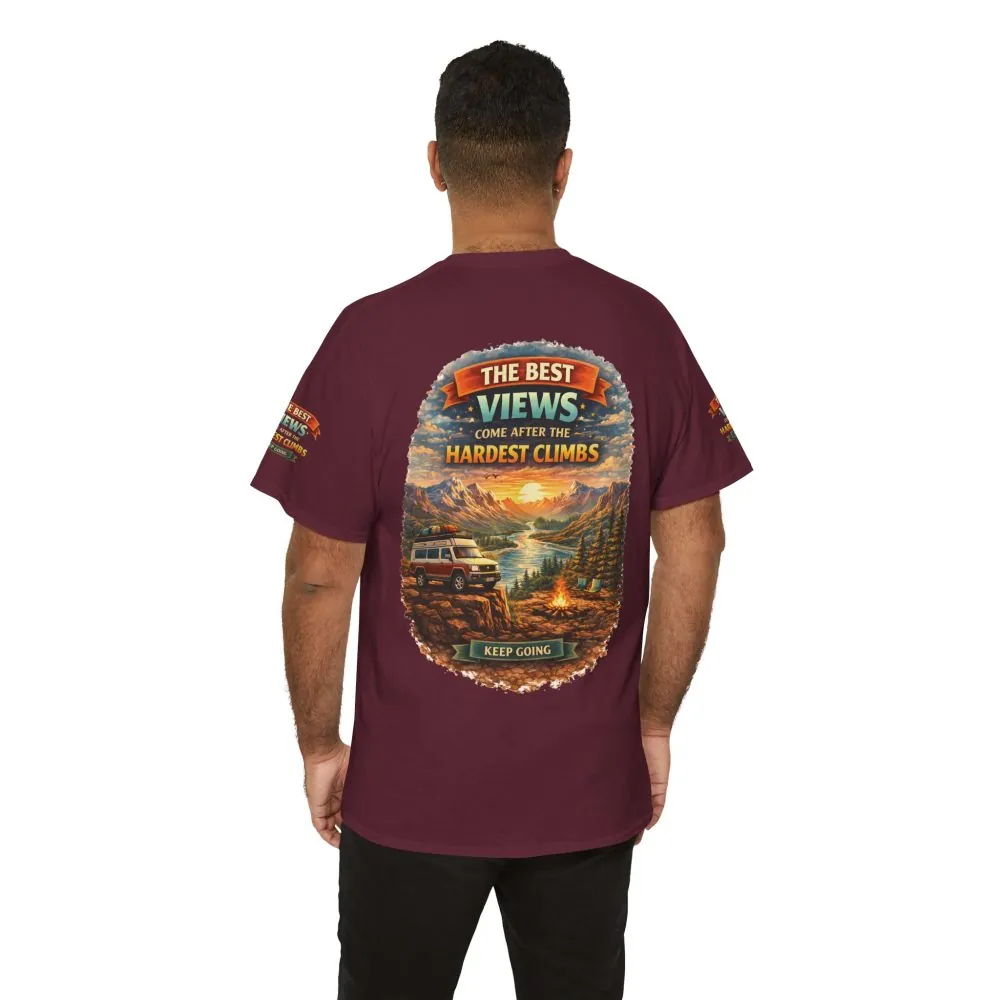 Unisex Heavy Cotton Tee — "The Best Views" Design Scenic-Line
