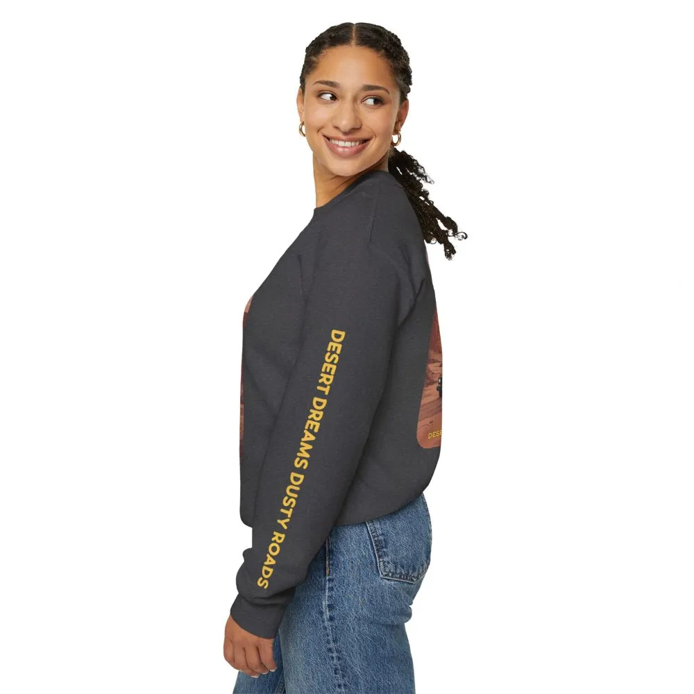 Unisex Heavy Blend™ Crewneck Sweatshirt — "Desert Dreams Dusty Roads" Design Sitcom-Line