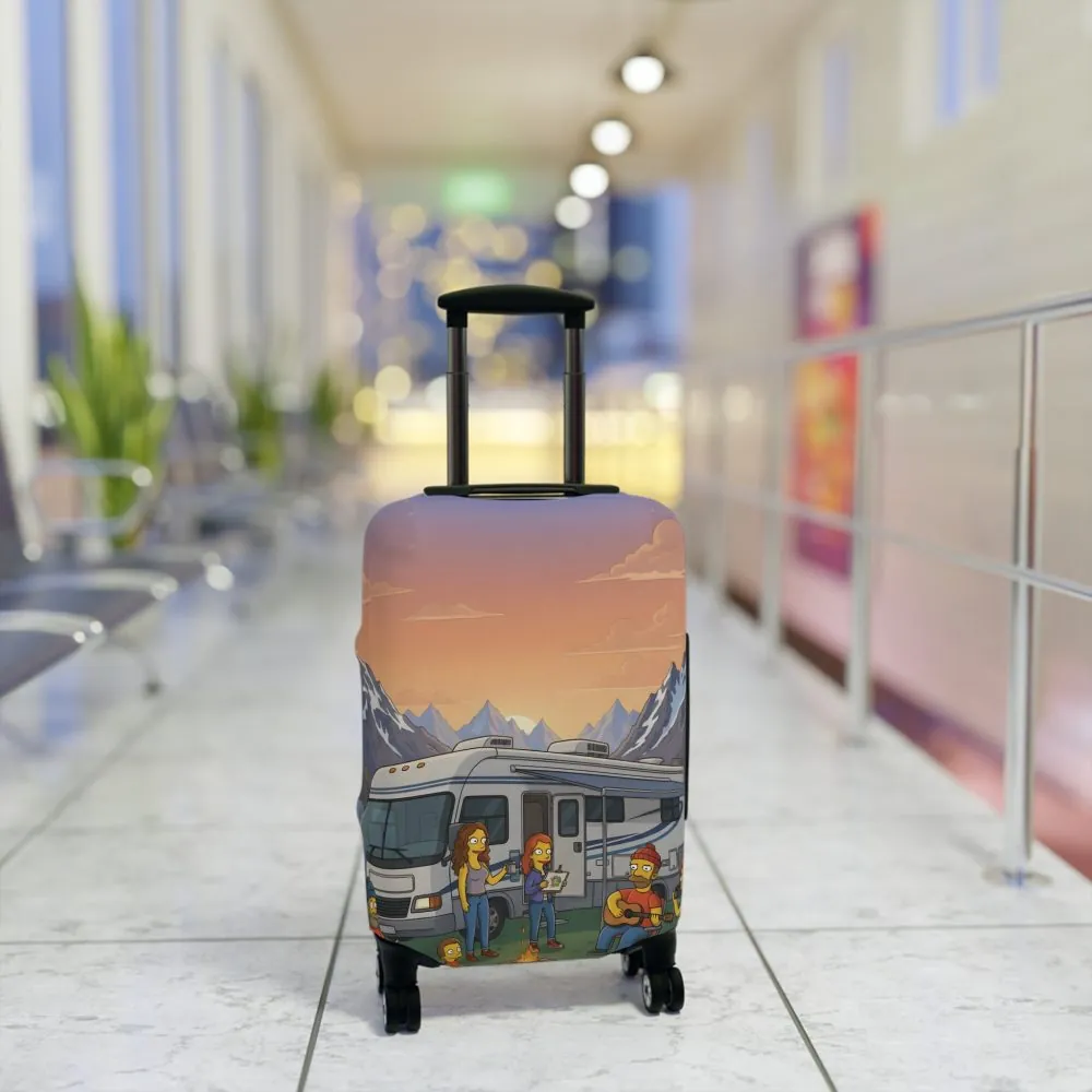 Luggage Cover — Adventure Camper Sketch Travel Suitcase(Design Sitcom-Line)