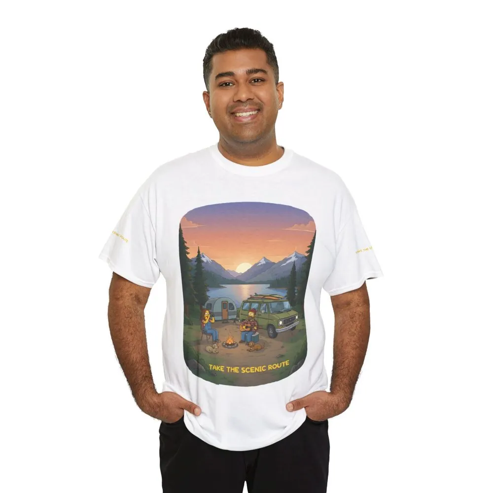 Unisex Heavy Cotton Tee — "Take The Scenic Route" Design Sitcom-Line