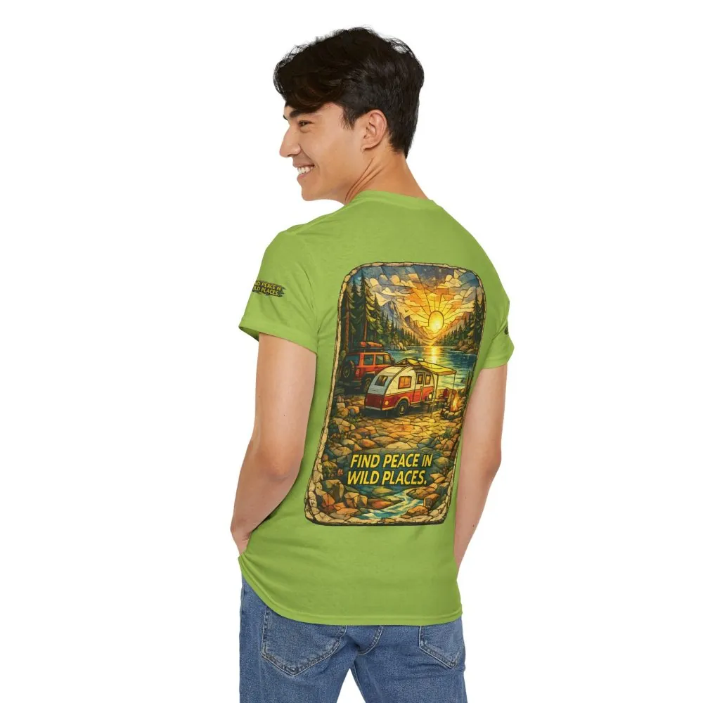6004556042713835869_2048.jpeg Unisex Heavy Cotton Tee — "Find Peace In Wild Places" Design Cubic-Line