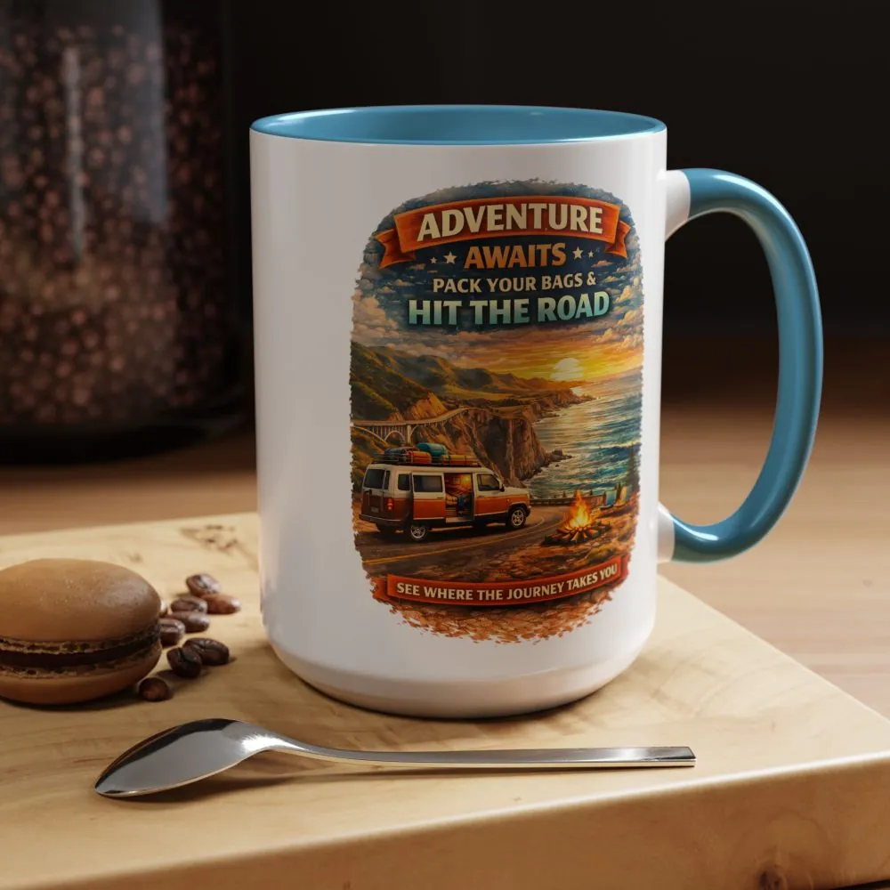 6011115443286922313_2048.jpeg Accent Coffee Mug (11, 15oz) — "Adventure Awaits-Pack Your Bags" Design Scenic-Line