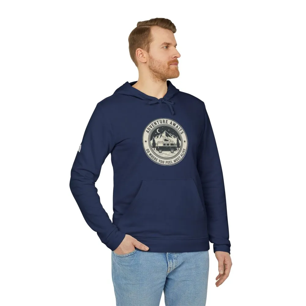 6014751893394986726_2048.jpeg Hoodie(Adidas) — 'Adventure Awaits-Go Where You Feel Most Alive' Outdoor Travel Pullover (Front + Back Printed)