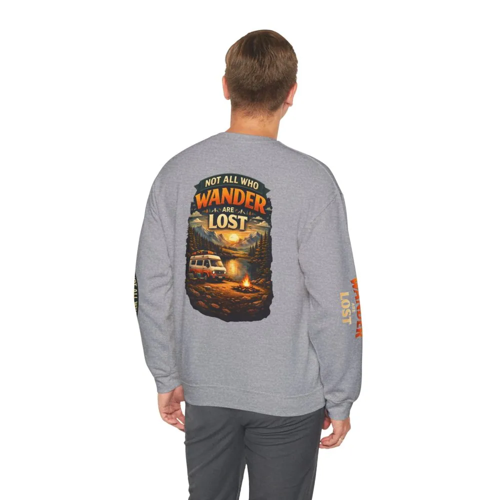 6017934788811996284_2048.jpeg Unisex Heavy Blend™ Crewneck Sweatshirt — "Not All Who Wander Are Lost" Design Scenic-Line